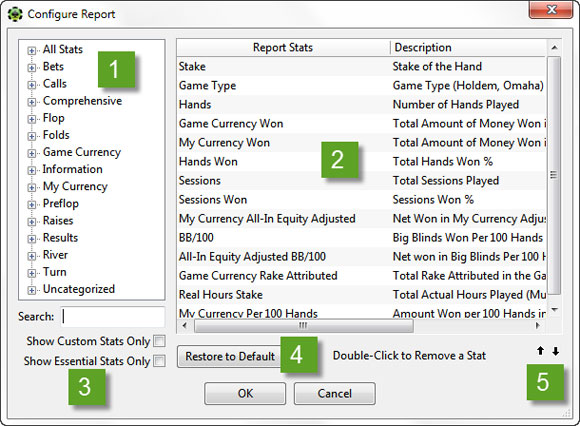 Configure Reports PokerTracker