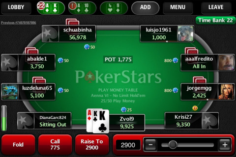 Mobile PokerStars стол