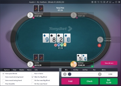 Скриншот покерной программы TonyBet