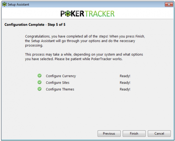 Окончание настройки PokerTracker