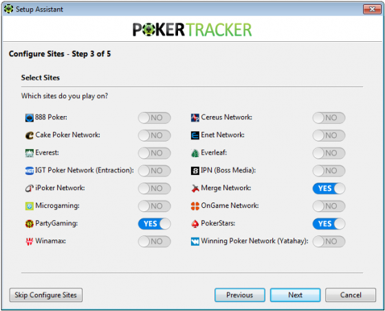 Выбор покерных сайтов в PokerTracker